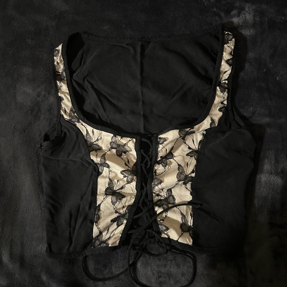 Butterfly lace up front top
